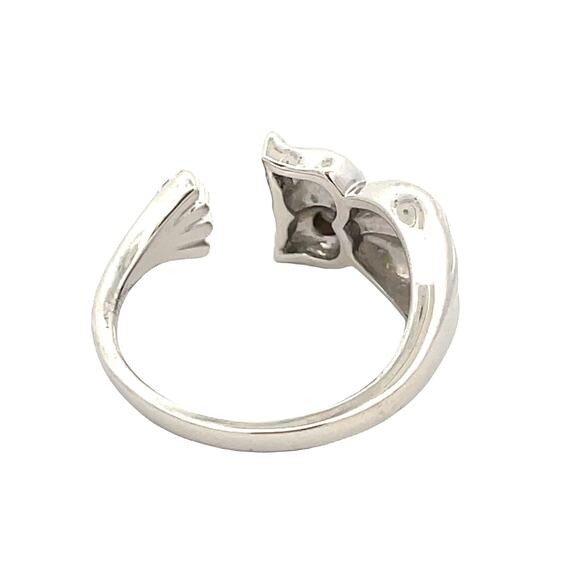Genuine .05ct Diamond Owl Animal Ring 925 Sterling Silver Adjustable Size - Picture 2 of 5